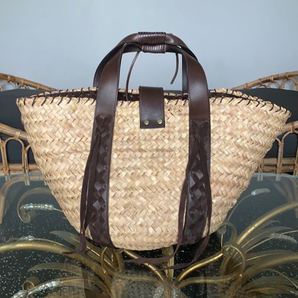 Vintage Dolce and Gabbana Woven Straw/Leather Tote - Picture 2 of 10